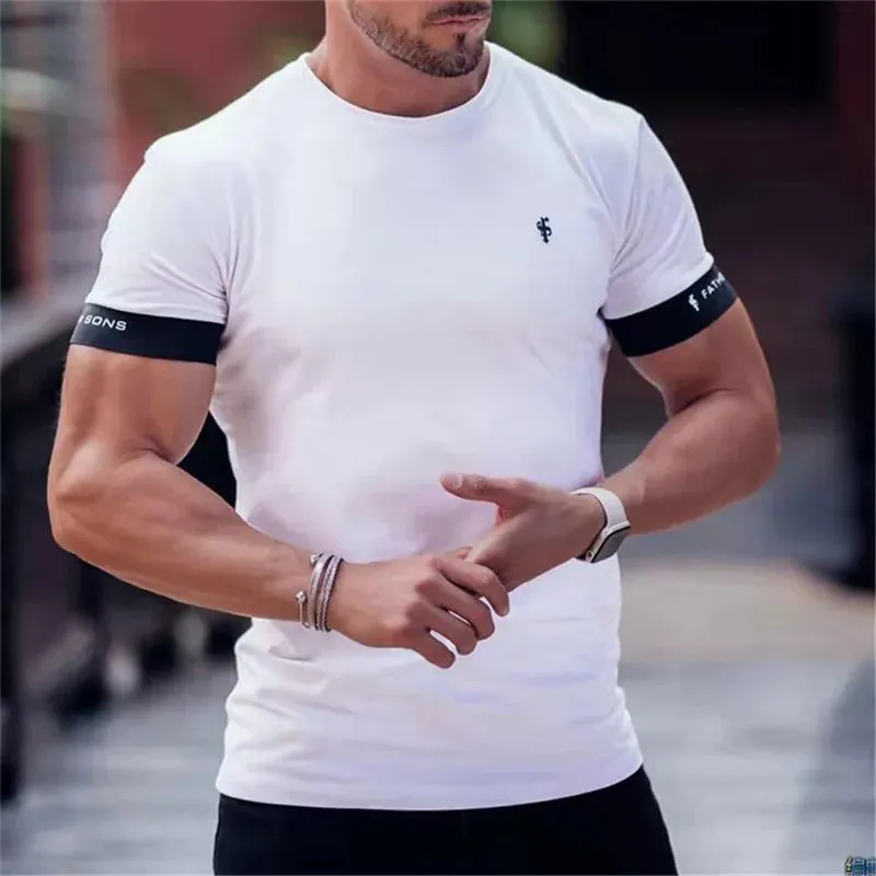 2023 Gym T-shirt Men Short sleeve T-shirt Casual Slim t shirt Male Fitness Bodybuilding shirt Workout Tee Tops Summer clothing