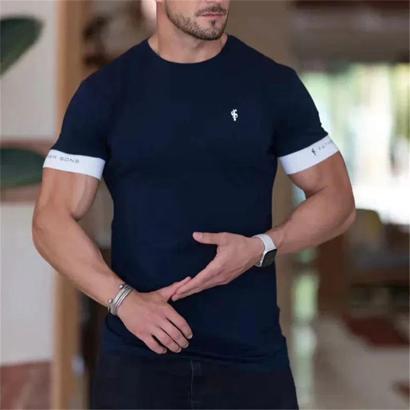 2023 Gym T-shirt Men Short sleeve T-shirt Casual Slim t shirt Male Fitness Bodybuilding shirt Workout Tee Tops Summer clothing