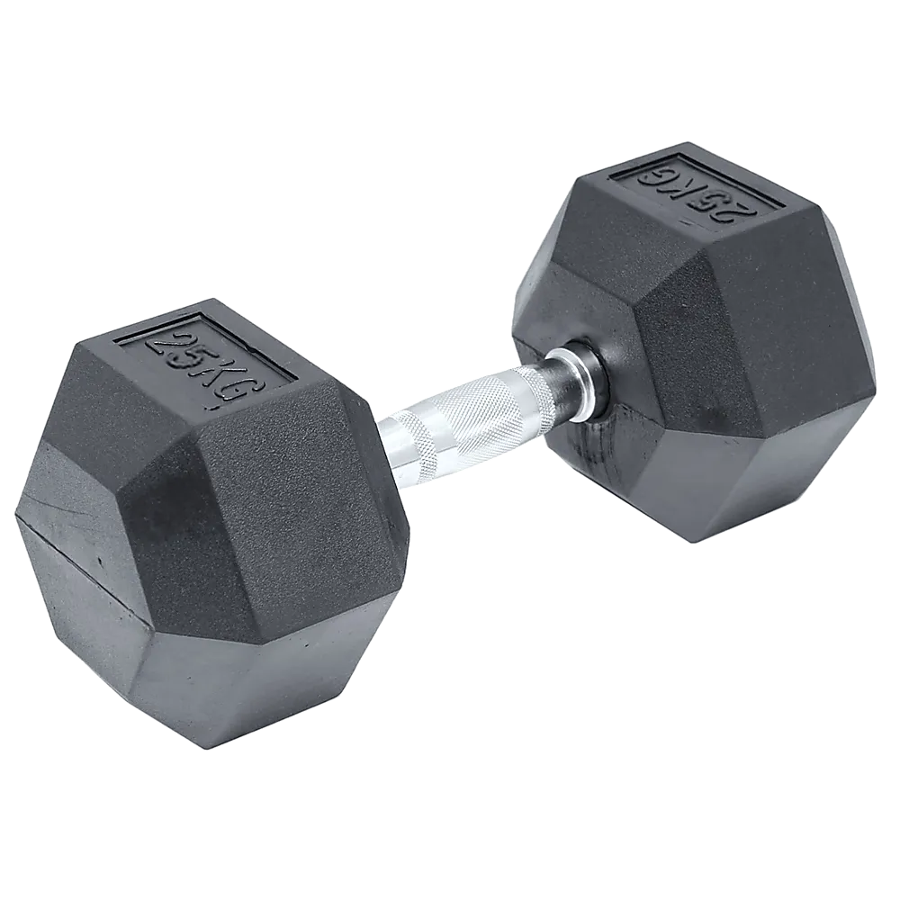 25KG Commercial Rubber Hex Dumbbell Gym Weight