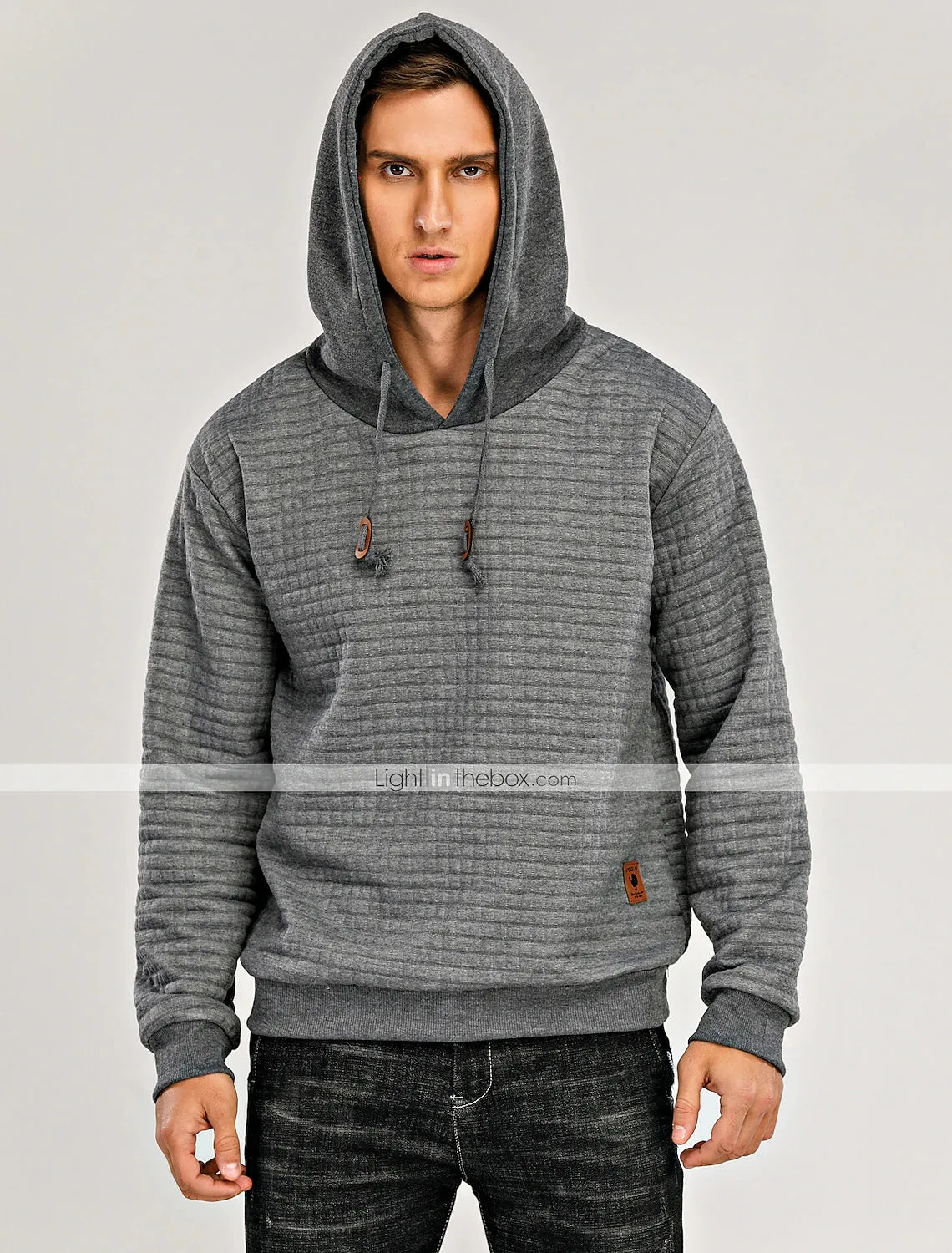 3D Vertigo Print Men's Hoodie - Khaki Gray White Black Sports Outdoor Cool Winter Apparel