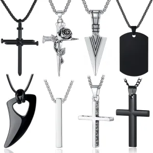 8 Pcs Necklace Set for Men,Each with a 16-24 Inches Chain