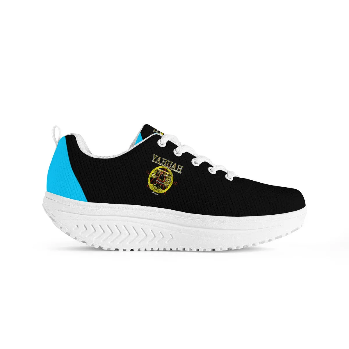 A-Team 01 Blue Ladies Mesh Heightened Rocking Sneakers