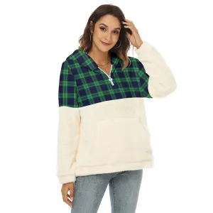 Abercrombie Tartan Women's Borg Fleece Hoodie With Half Zip