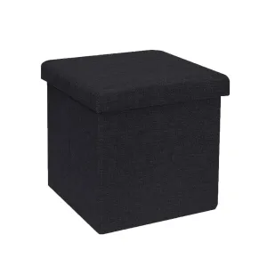 ABTRIX WITH AB Foldable Storage Footrest Clutter Toys Collection Box Coffee Table Ottoman, Versatile Space-Saving Closet Cover, Max Load 80 kg, with Memory Foam Seat (Black)