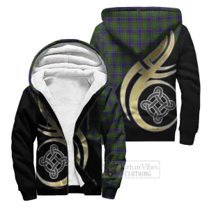 Adam Tartan Sherpa Hoodie with Family Crest and Celtic Symbol Style