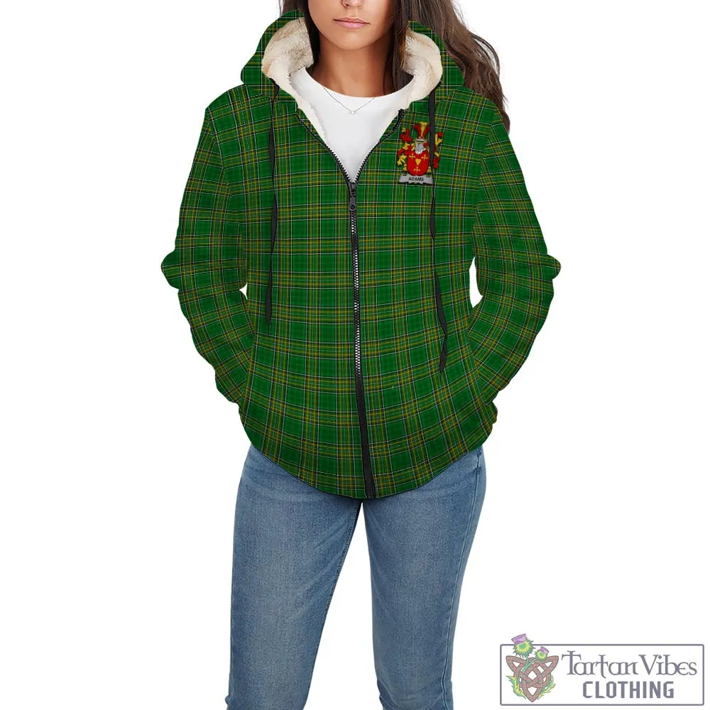 Adams Irish Clan Tartan Sherpa Hoodie with Coat of Arms