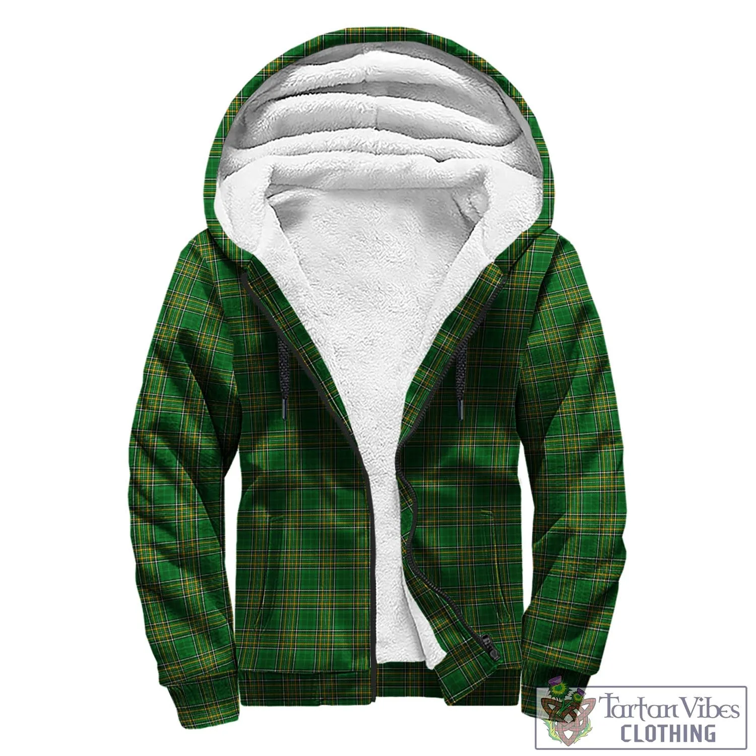 Adams Irish Clan Tartan Sherpa Hoodie with Coat of Arms