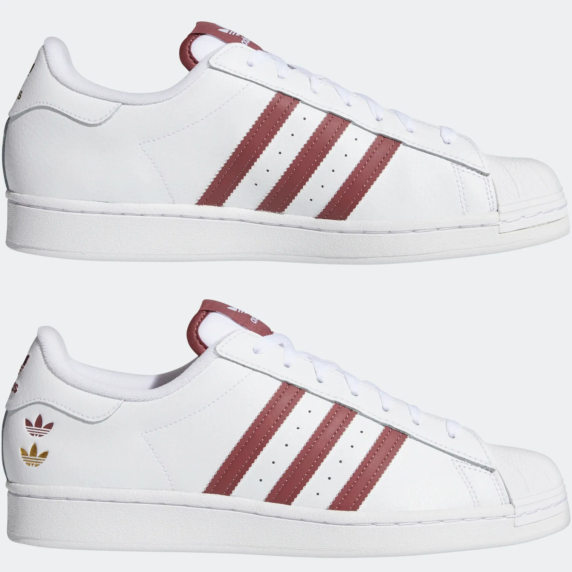 Adidas Men's Superstar Shoes - Cloud White / Quiet Crimson / Gold Foil