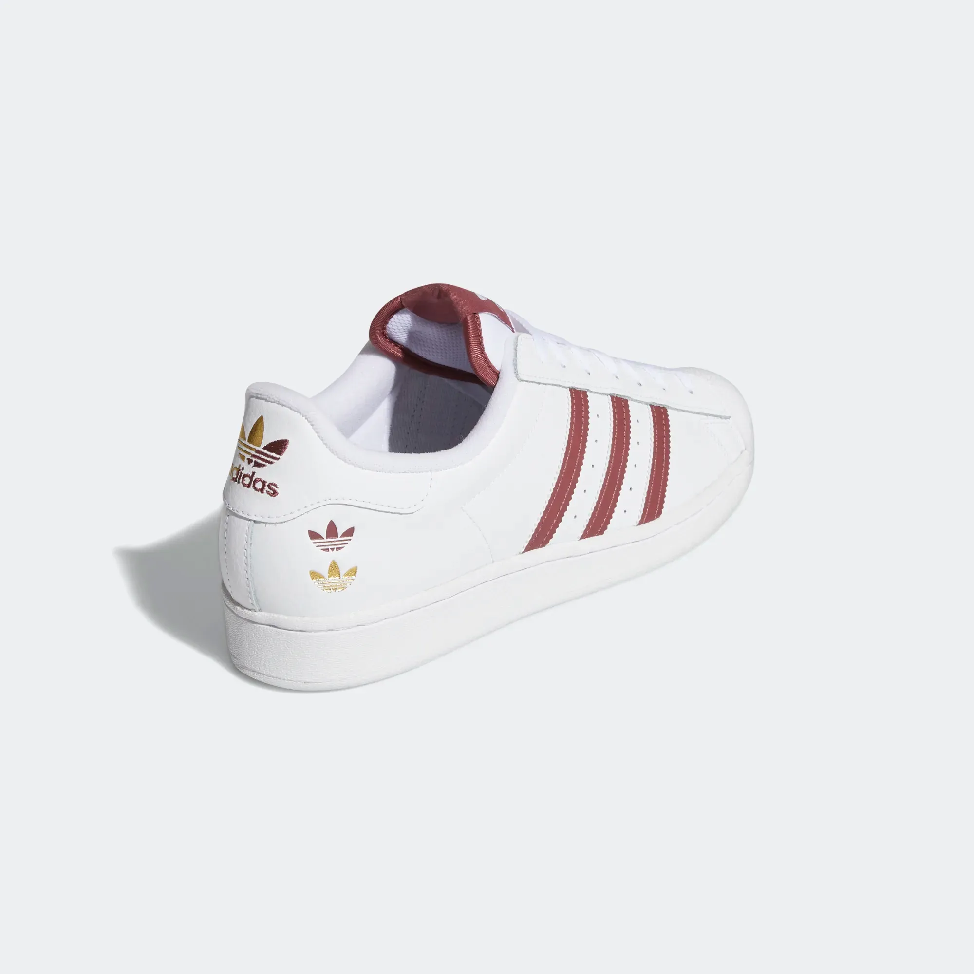 Adidas Men's Superstar Shoes - Cloud White / Quiet Crimson / Gold Foil