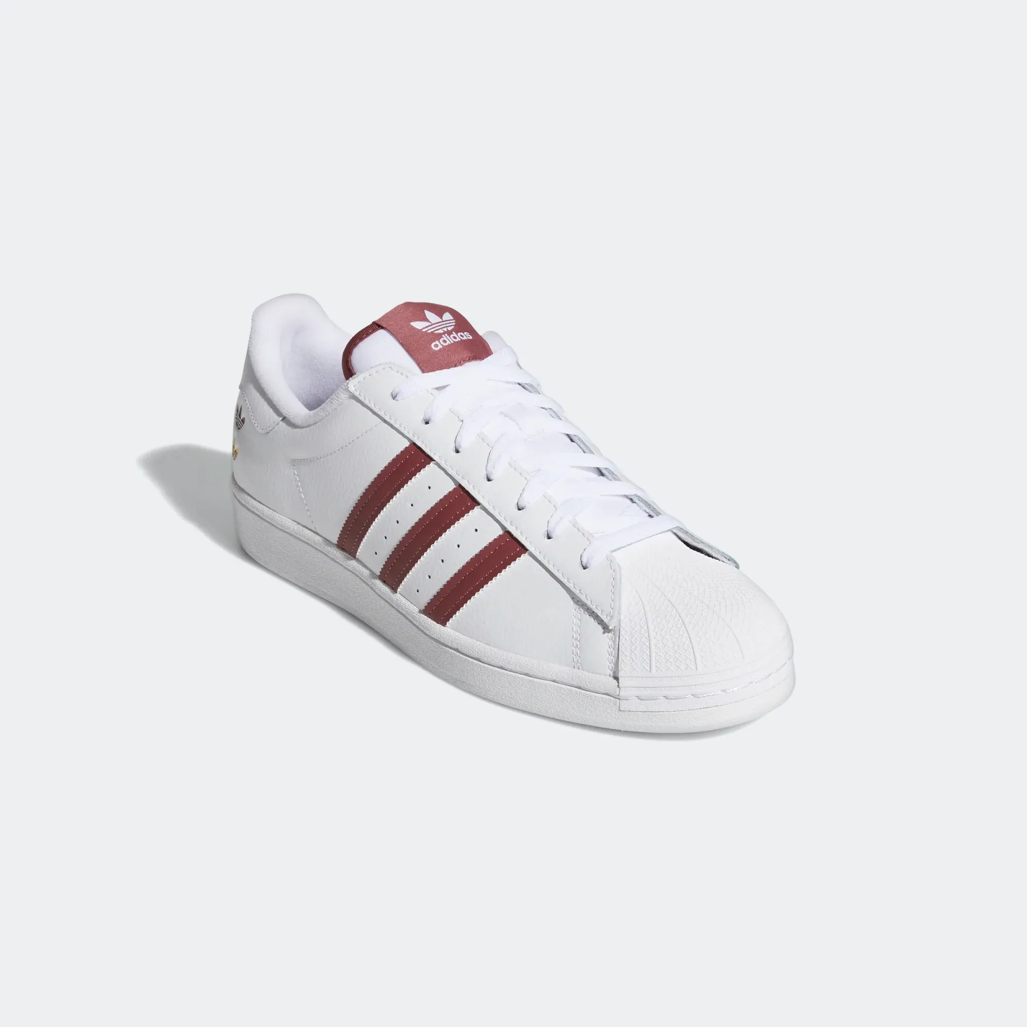 Adidas Men's Superstar Shoes - Cloud White / Quiet Crimson / Gold Foil