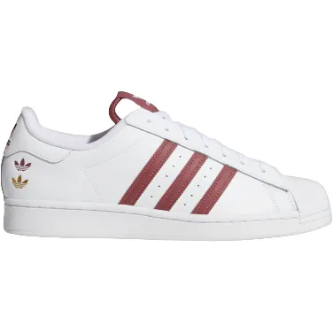 Adidas Men's Superstar Shoes - Cloud White / Quiet Crimson / Gold Foil