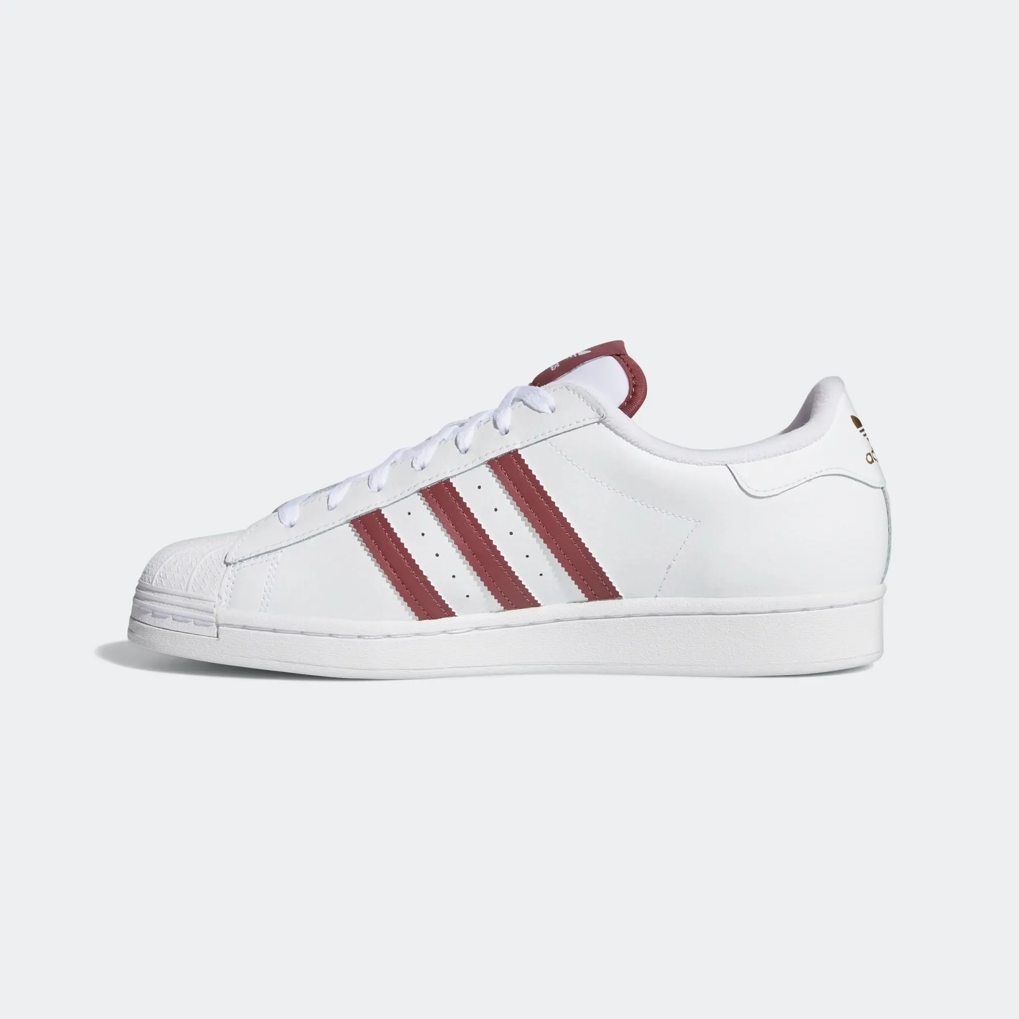 Adidas Men's Superstar Shoes - Cloud White / Quiet Crimson / Gold Foil