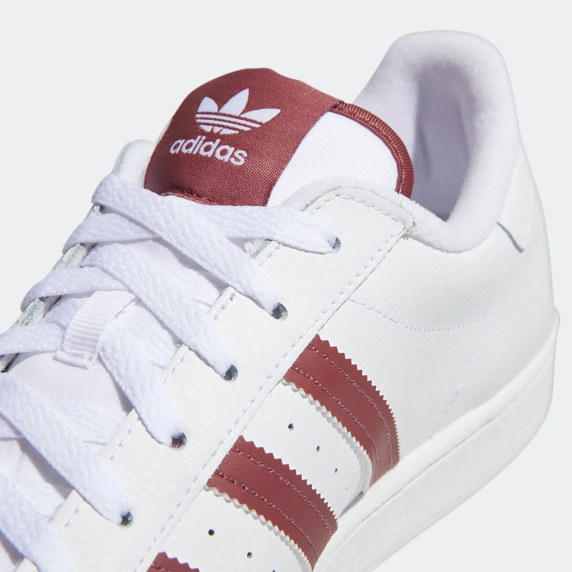 Adidas Men's Superstar Shoes - Cloud White / Quiet Crimson / Gold Foil