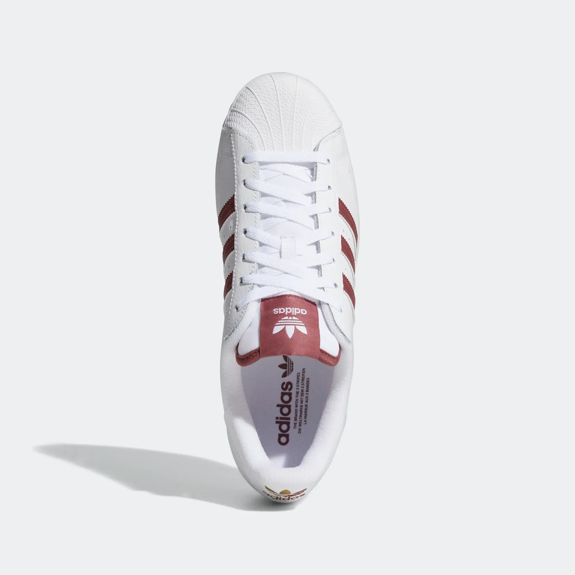 Adidas Men's Superstar Shoes - Cloud White / Quiet Crimson / Gold Foil