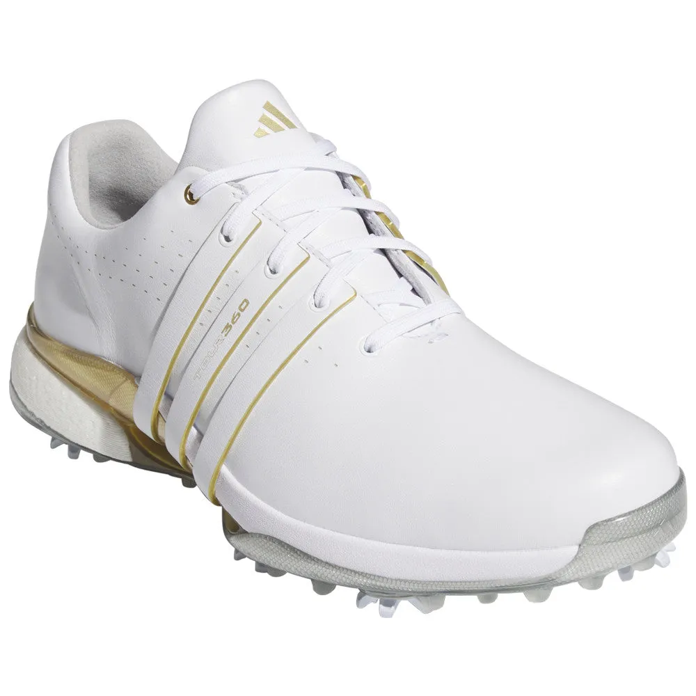 adidas Tour360 24 Spiked Waterproof Shoes - Ftwr White/Goldmet/Silvermet