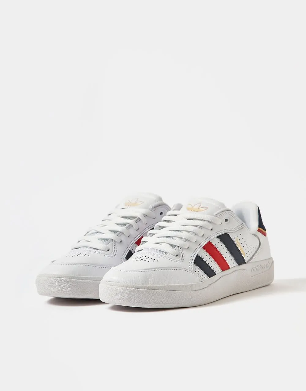 adidas Tyshawn Low Skate Shoes - White/Better Scarlet/Gold Metallic