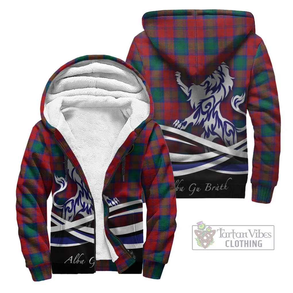 Affleck Tartan Sherpa Hoodie with Alba Gu Brath Regal Lion Emblem