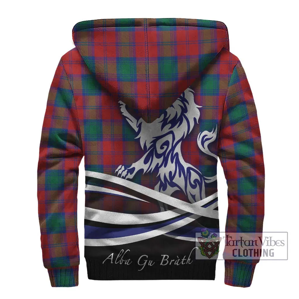 Affleck Tartan Sherpa Hoodie with Alba Gu Brath Regal Lion Emblem