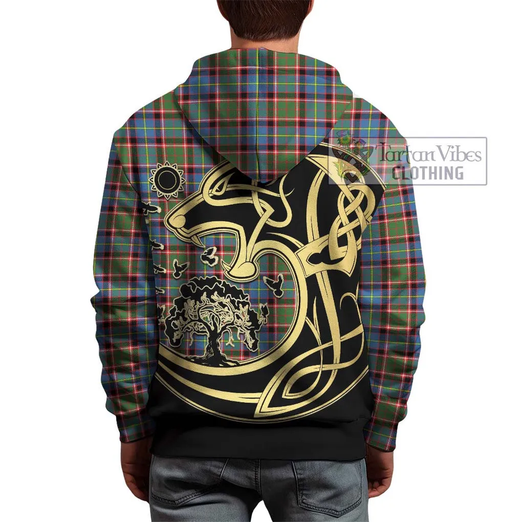 Aikenhead Tartan Hoodie with Family Crest Celtic Wolf Style