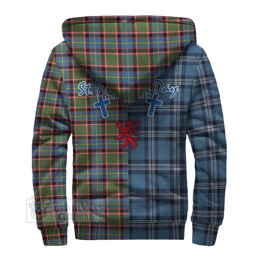 Aikenhead Tartan Sherpa Hoodie Happy St. Andrew's Day Half Tartan Style