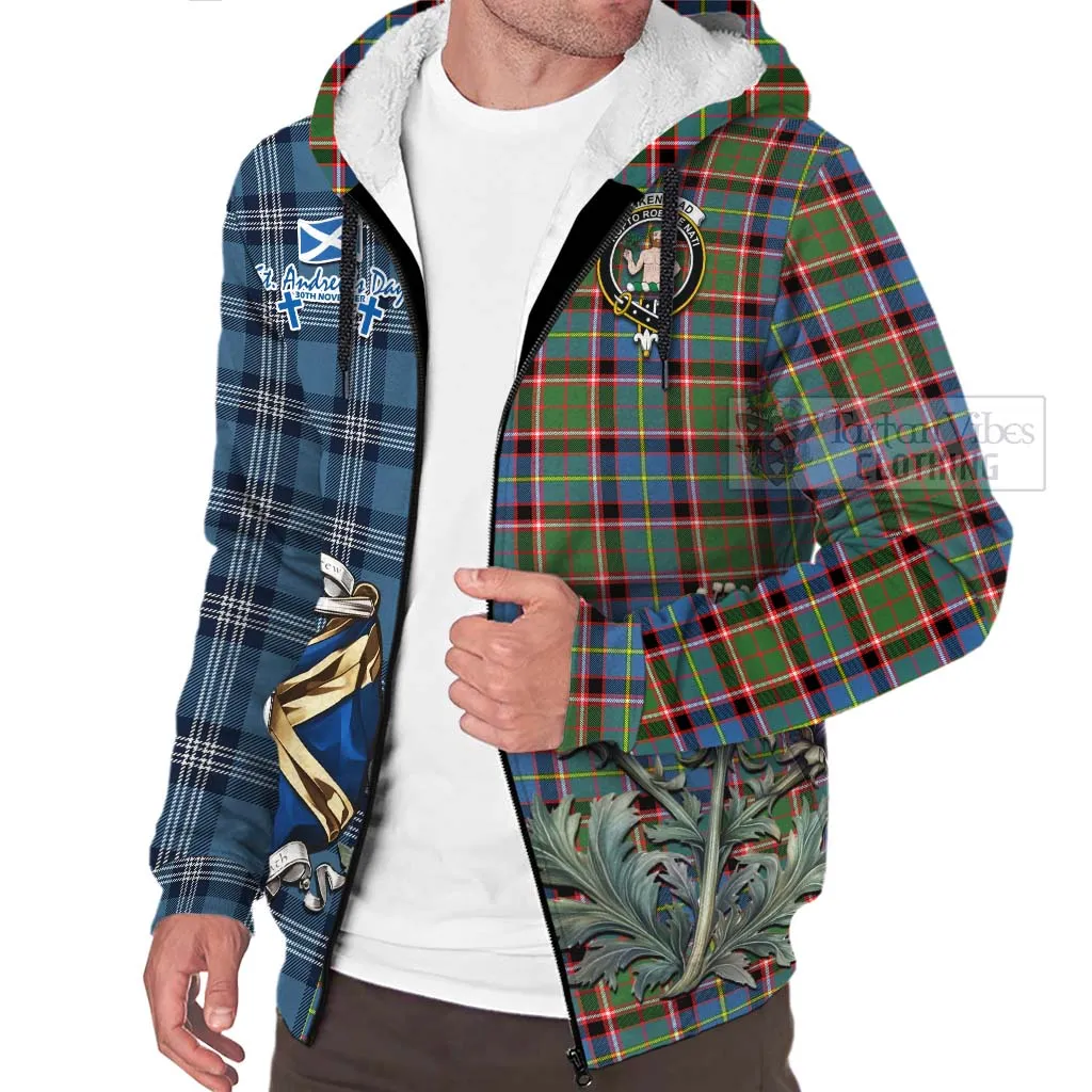 Aikenhead Tartan Sherpa Hoodie Happy St. Andrew's Day Half Tartan Style