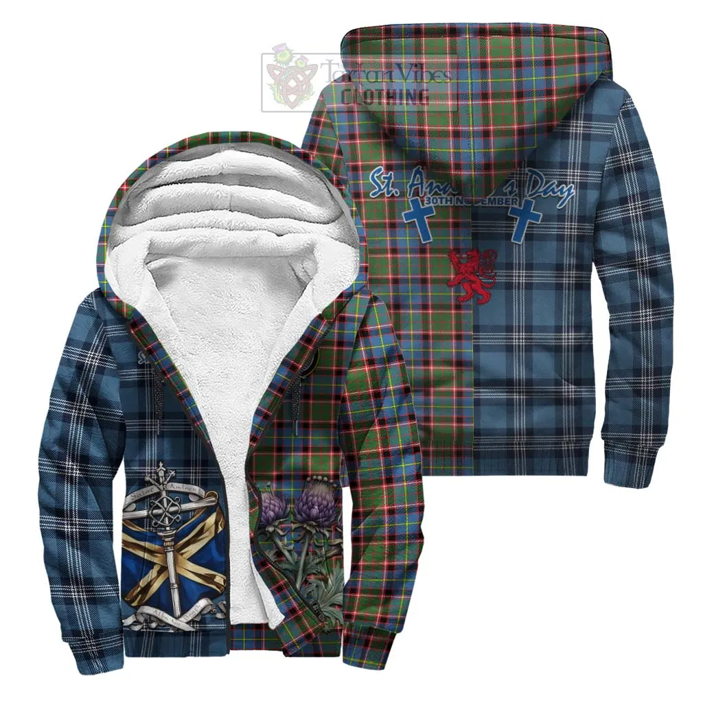 Aikenhead Tartan Sherpa Hoodie Happy St. Andrew's Day Half Tartan Style