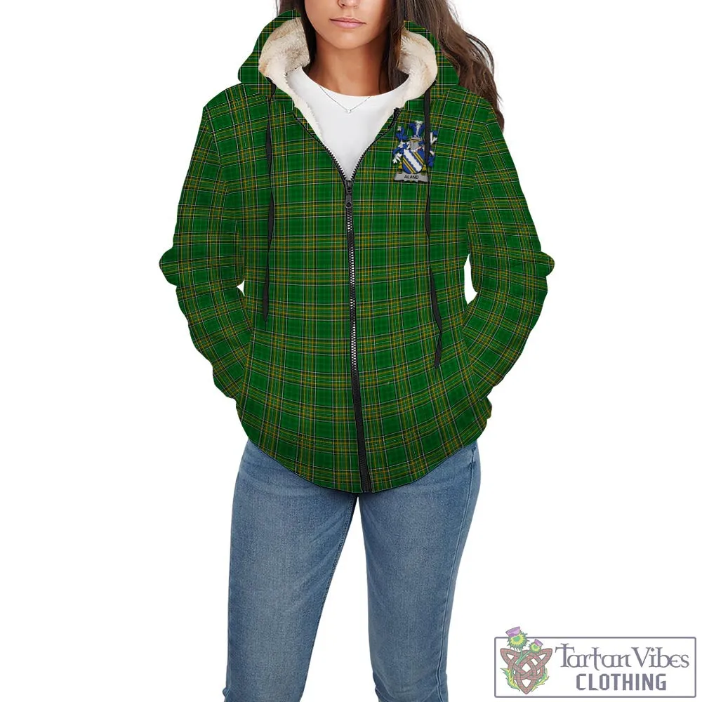 Aland Irish Clan Tartan Sherpa Hoodie with Coat of Arms