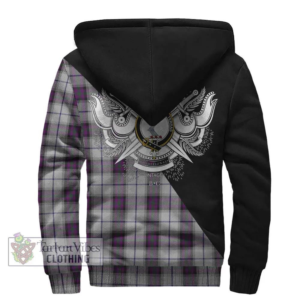 Alexander of Menstry Dress Tartan Sherpa Hoodie with Family Crest and Military Logo Style