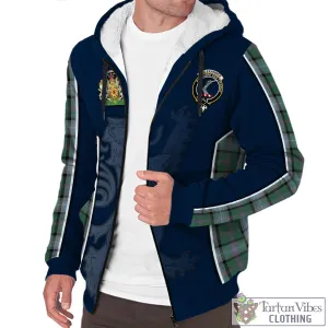 Alexander of Menstry Hunting Tartan Sherpa Hoodie with Family Crest and Lion Rampant Vibes Sport Style