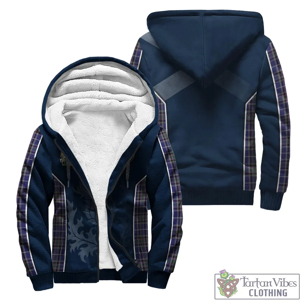 Alexander of Menstry Tartan Sherpa Hoodie with Family Crest and Scottish Thistle Vibes Sport Style