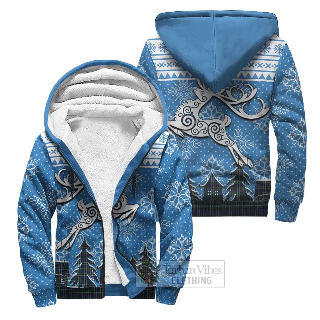 Allardice Clan Christmas Sherpa Hoodie Celtic Reindeer Style