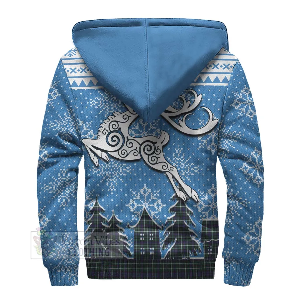 Allardice Clan Christmas Sherpa Hoodie Celtic Reindeer Style