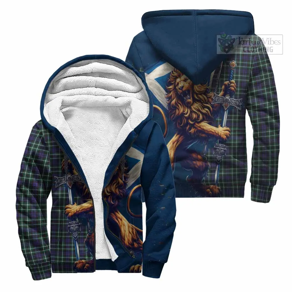 Allardice Tartan Family Crest Sherpa Hoodie with Scottish Majestic Lion