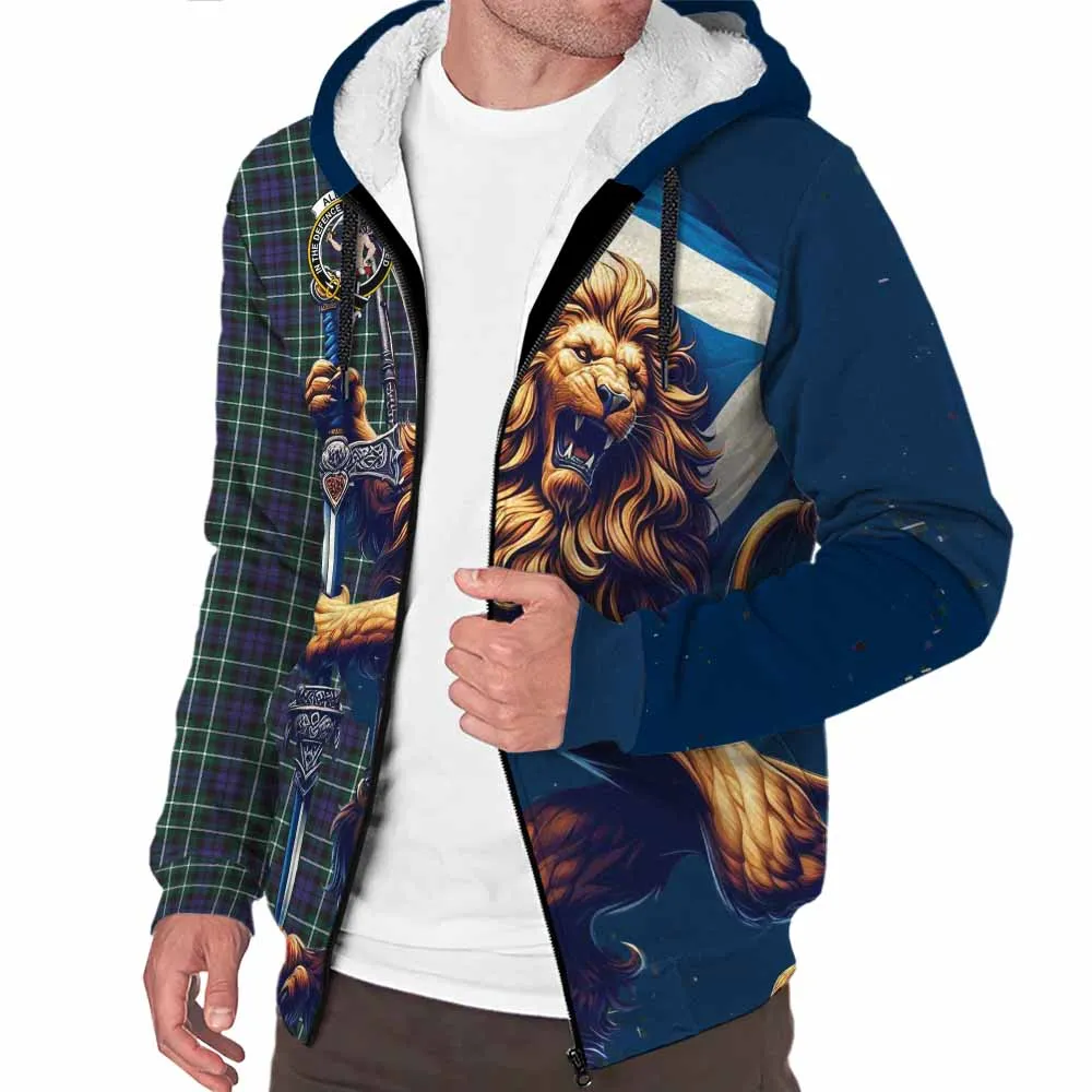 Allardice Tartan Family Crest Sherpa Hoodie with Scottish Majestic Lion