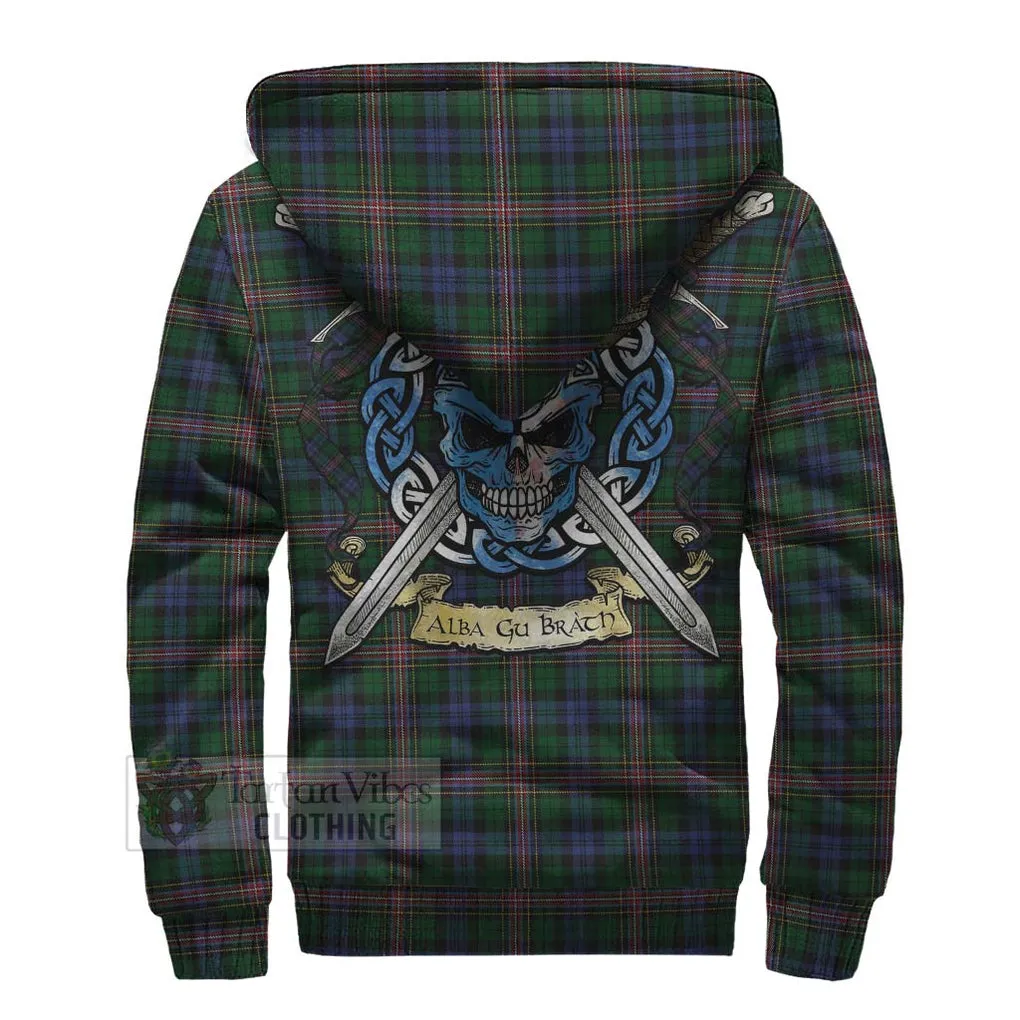 Allison Tartan Sherpa Hoodie with Family Crest Celtic Skull Style