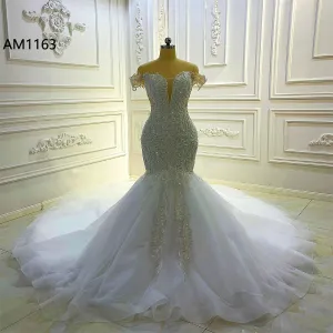 AM1163 Lace Beading Mermaid  Luxury trumpet Wedding Dress