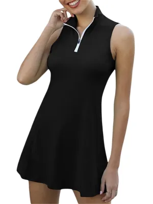 AMILIEe Women Tennis Dress, Golf Dresses with Inner Shorts and Pockets for Exercise