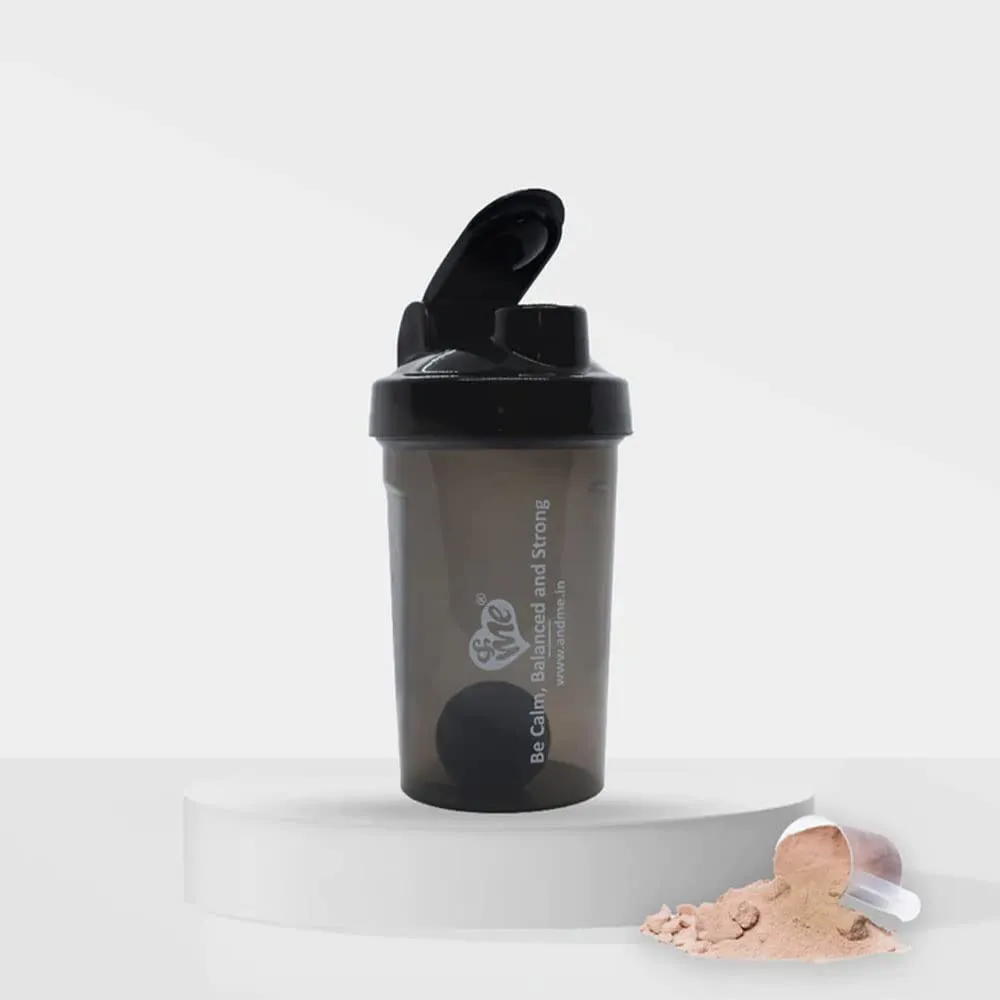 & ME andMe Protein Shaker Bottle - 200ml| Shaker for Pre-Post Workout Supplement Protein Shake Gym Sipper (Black Color)