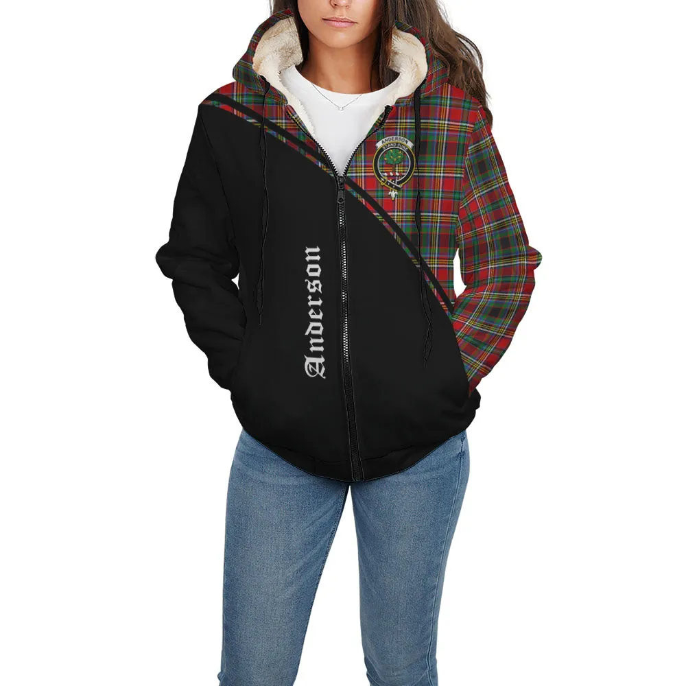 Anderson of Arbrake Tartan Sherpa Hoodie with Family Crest Curve Style