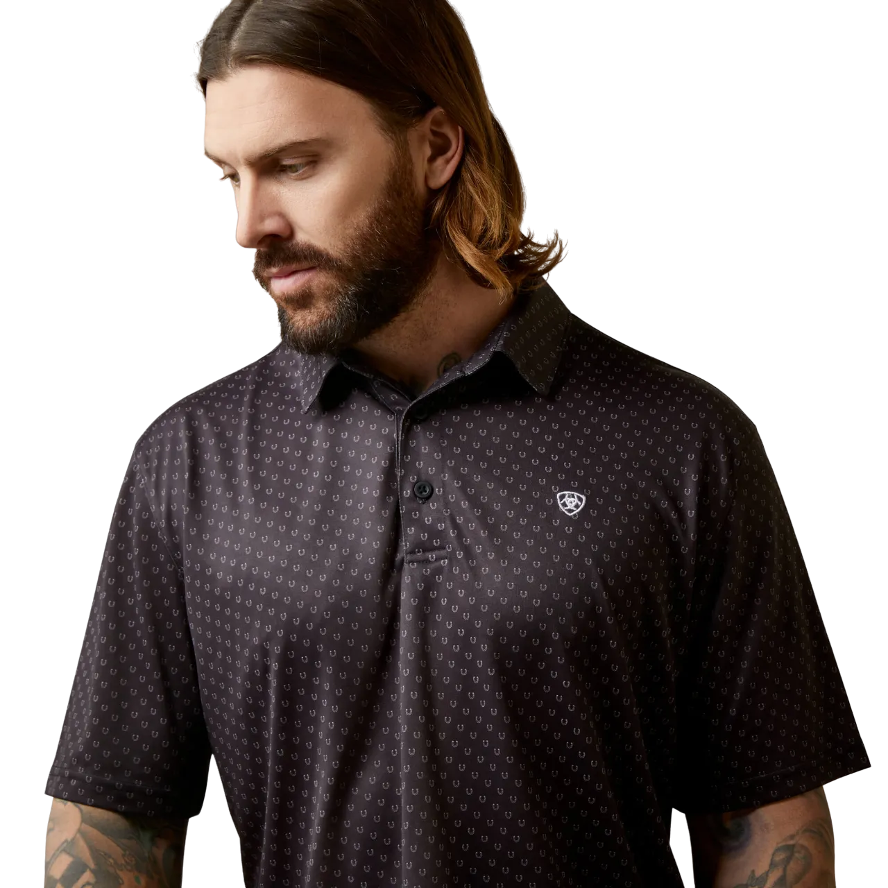 Ariat Men's Black All Over Print Polo