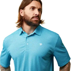 Ariat Men's Peacock Blue All Over Print Polo