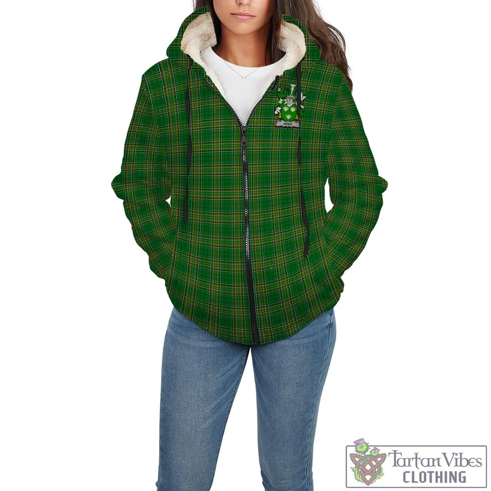 Aries Irish Clan Tartan Sherpa Hoodie with Coat of Arms