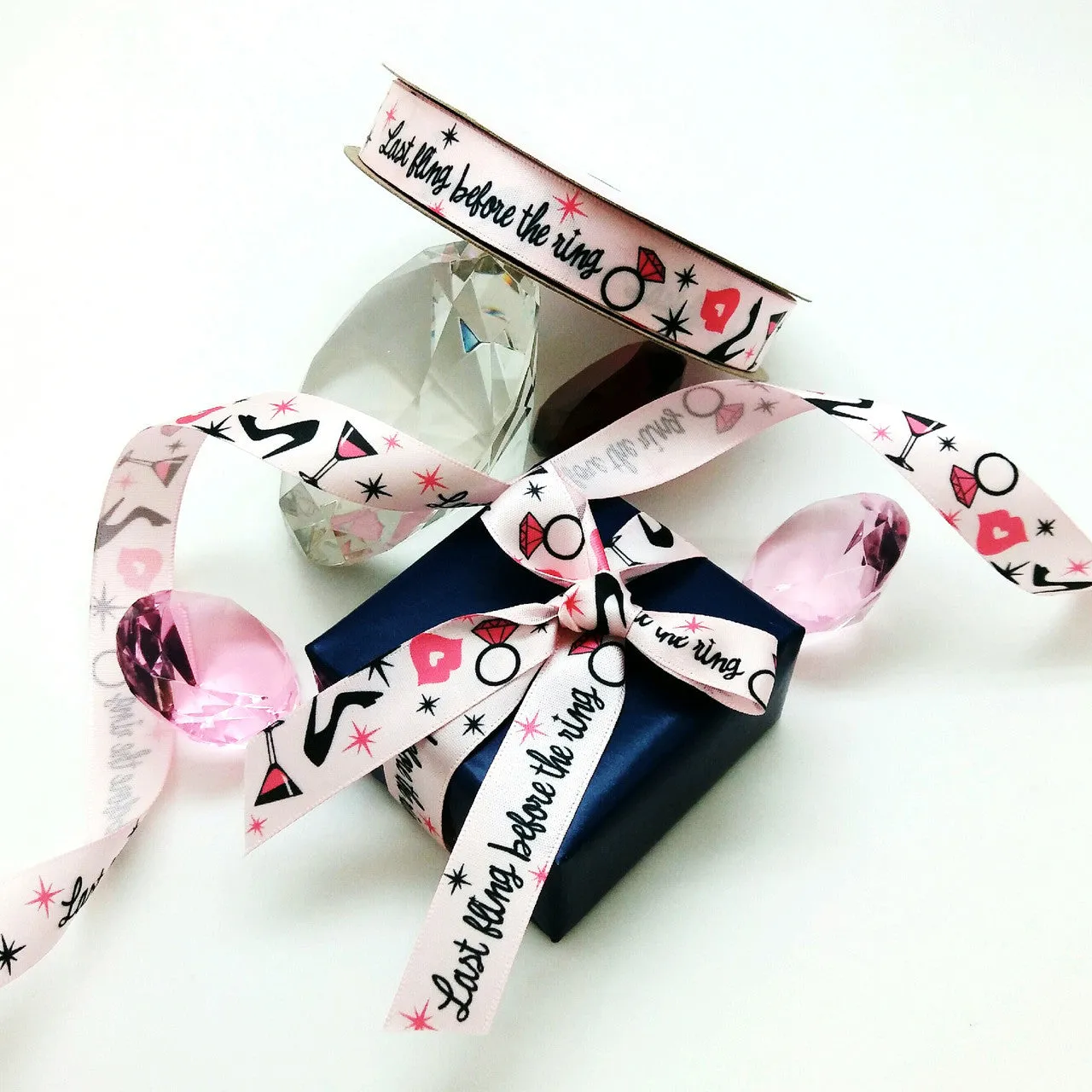 Bachelorette Ribbon printed on  5/8" Pink single face satin