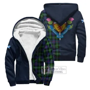 Baillie Tartan Sherpa Hoodie Alba with Scottish Lion Royal Arm Half Style