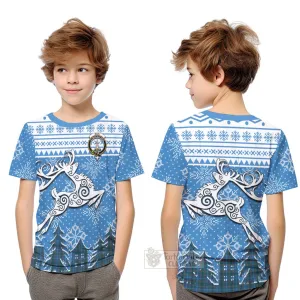 Bain Clan Christmas Kid T-Shirt Celtic Reindeer Style