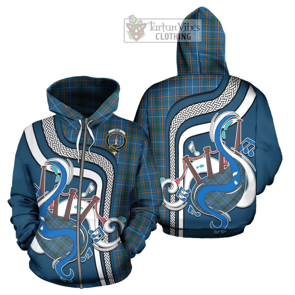 Bain Tartan Hoodie with Epic Bagpipe Style