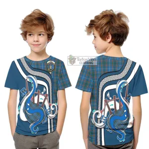 Bain Tartan Kid T-Shirt with Epic Bagpipe Style