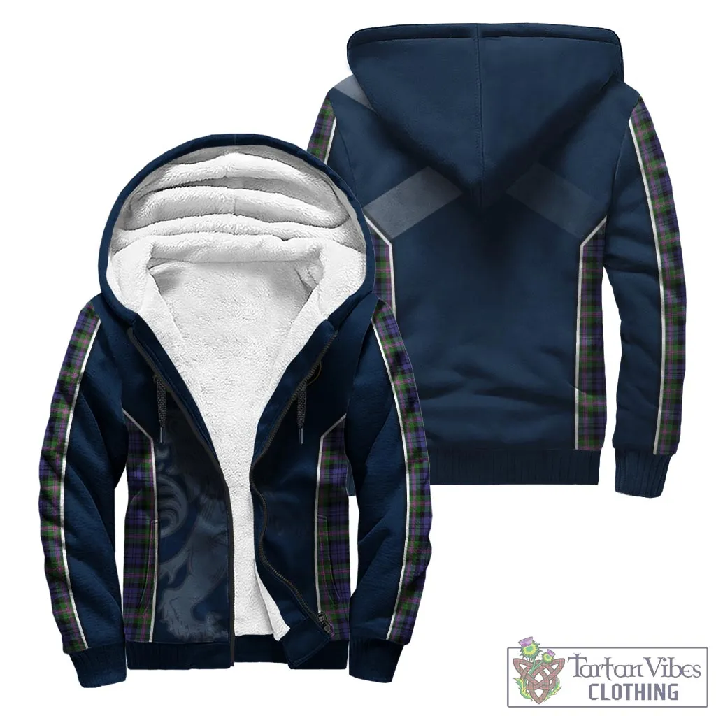 Baird Modern Tartan Sherpa Hoodie with Family Crest and Lion Rampant Vibes Sport Style