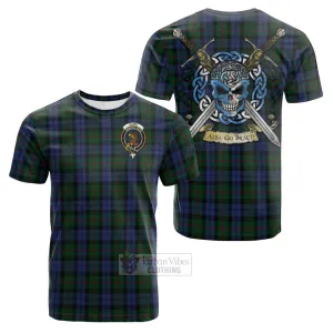 Baird Tartan Cotton T-shirt with Family Crest Celtic Skull Style