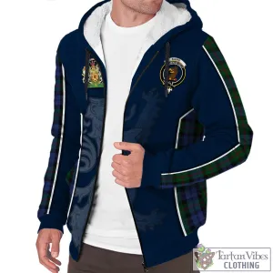 Baird Tartan Sherpa Hoodie with Family Crest and Lion Rampant Vibes Sport Style